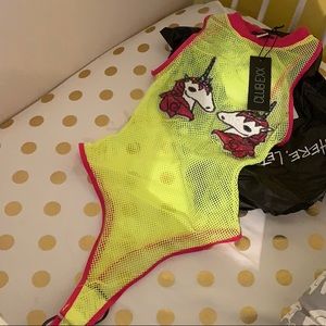 Lime green & pink unicorn 🦄 bodysuit